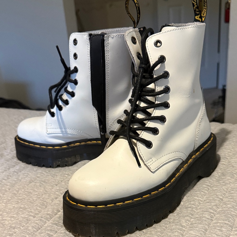 Dr. Martens Jadon White Platforms w/ brand cleaning products!